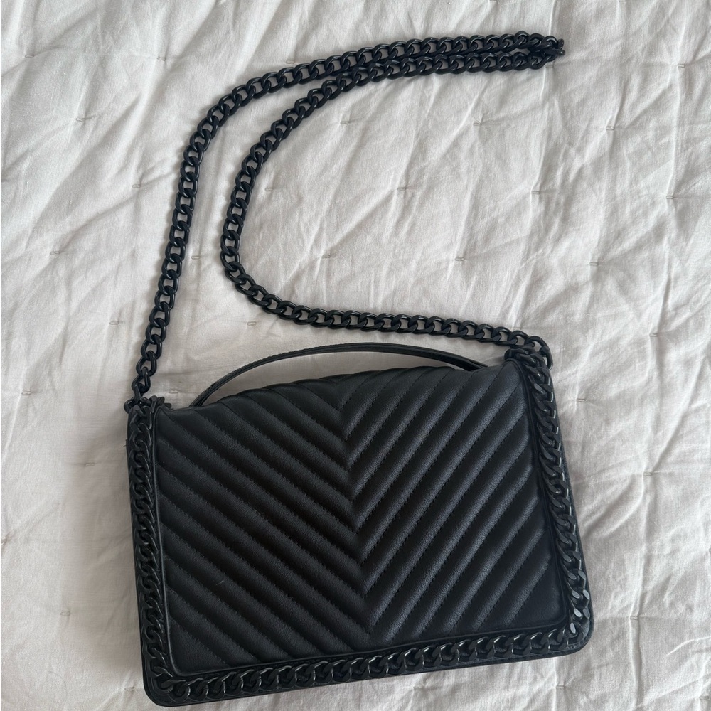 Aldo Black Quilted Chevron Chain Shoulder Bag